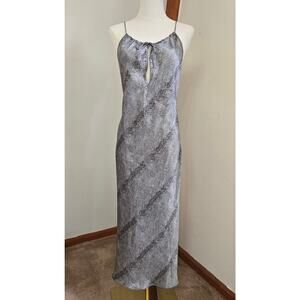 VINTAGE Delicates Slip Dress Women Sz S Black Gray Animal Print Silky Mob Wive
